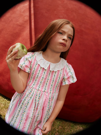 Antique Stripe Strawberry Flo Smocked Dress