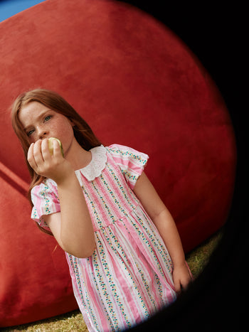 Antique Stripe Strawberry Flo Smocked Dress