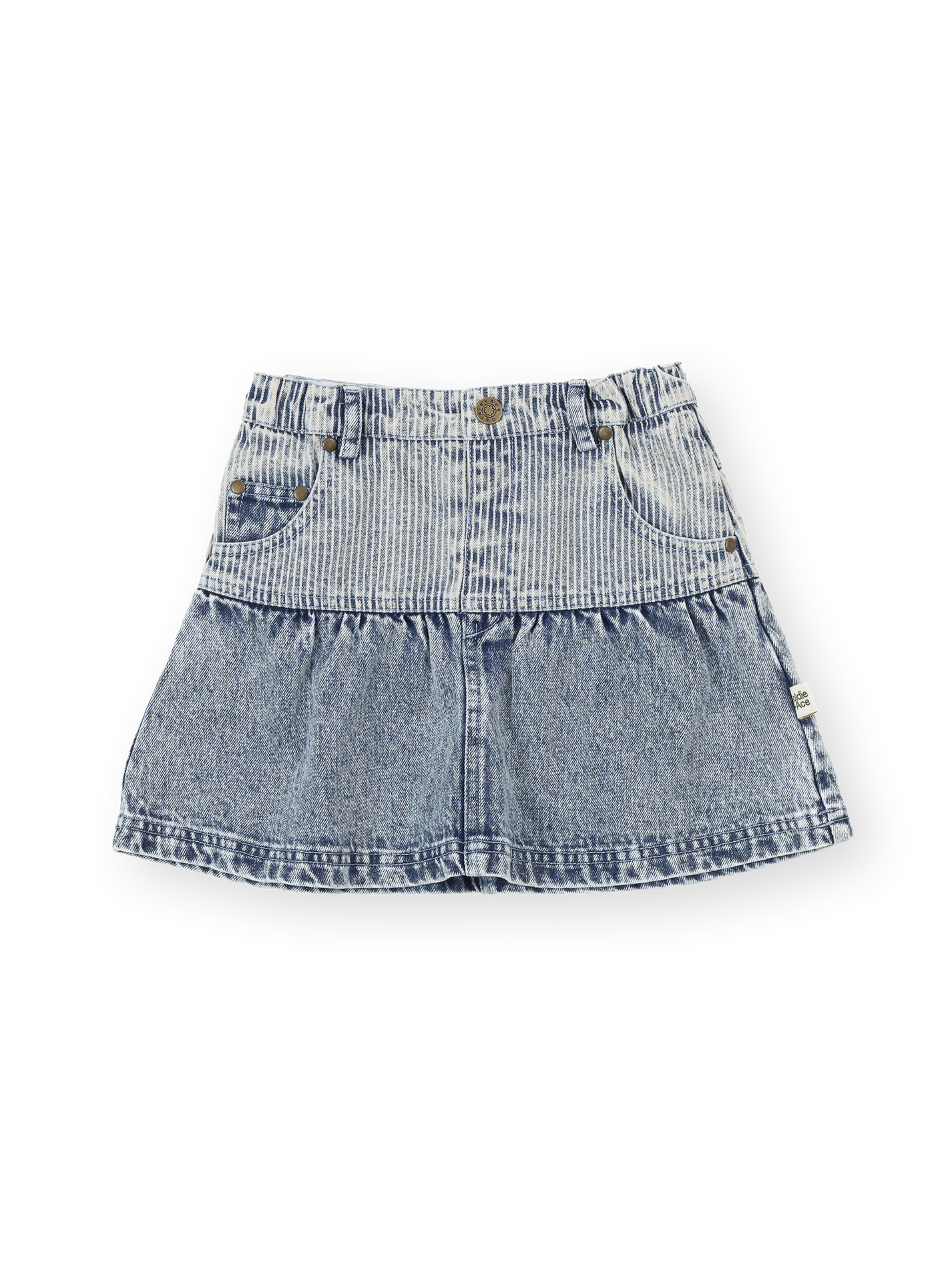 Pinstripe Peplum Denim Skirt
