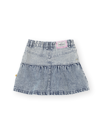 Pinstripe Peplum Denim Skirt