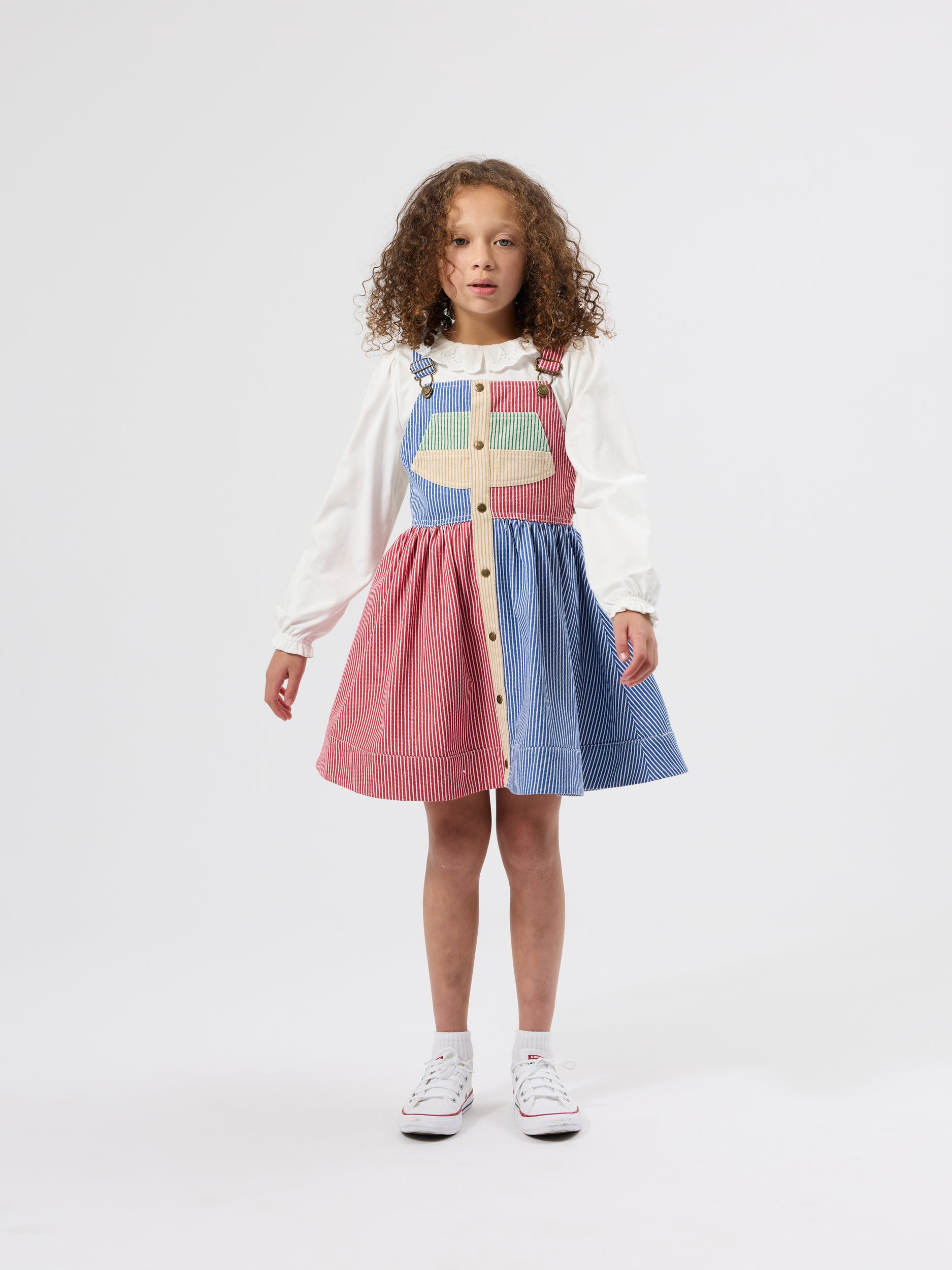 Patchwork Stripe Heidi Pinafore Dress | Kids Dresses – Goldie + Ace