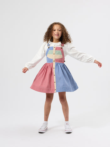 Patchwork Stripe Heidi Pinafore Dress