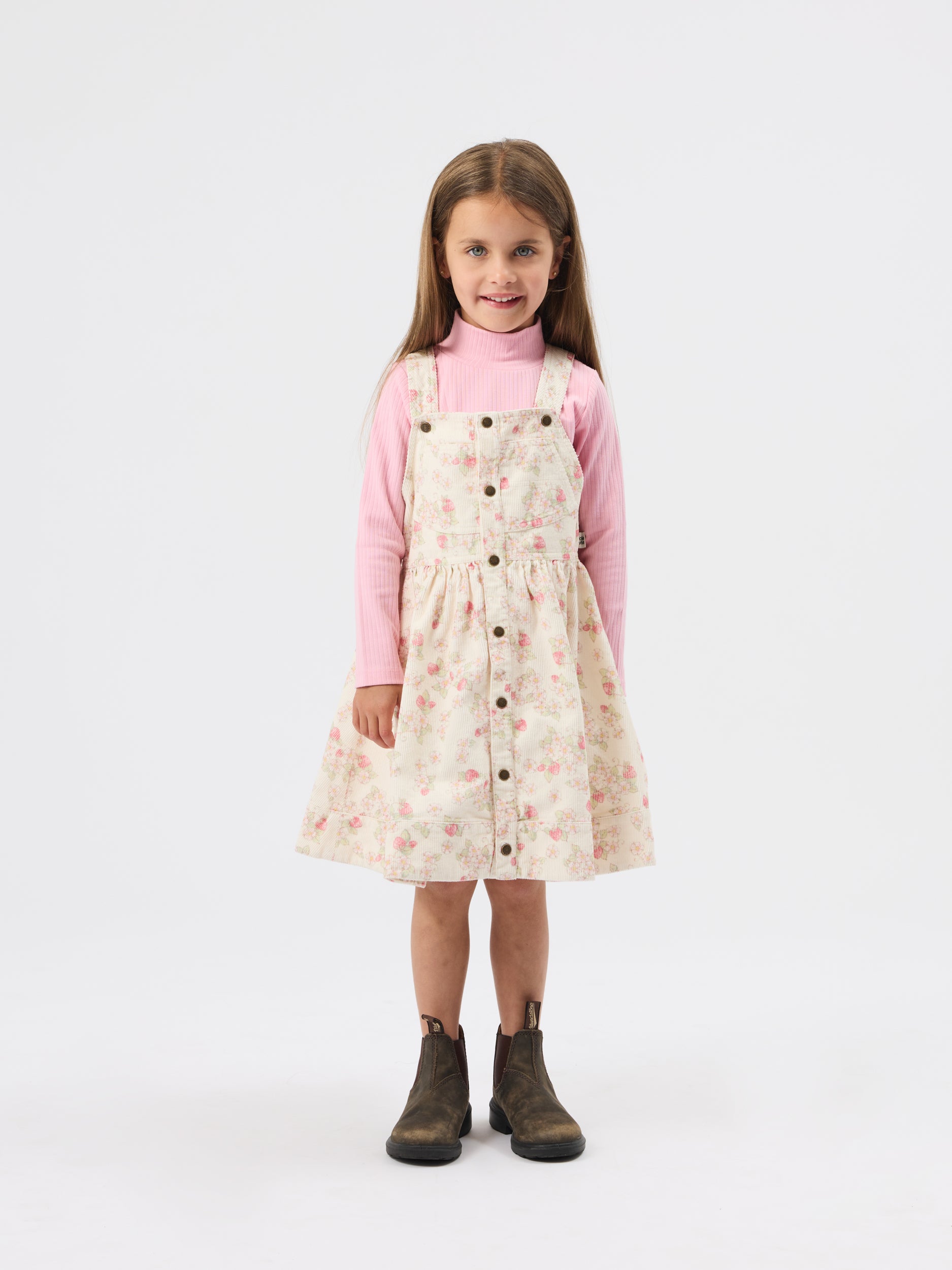 Strawberry Fields Pinafore Dress | Kids Dresses – Goldie + Ace