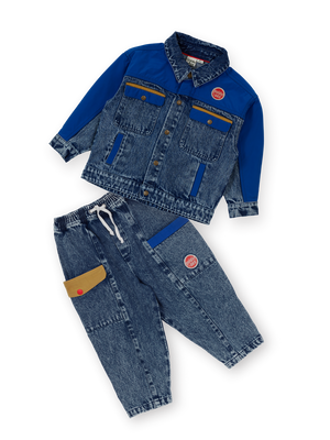Colour Block Double Denim Set