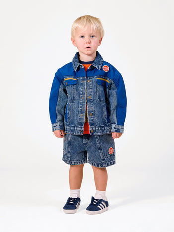 Colour Block Double Denim Shorts Set