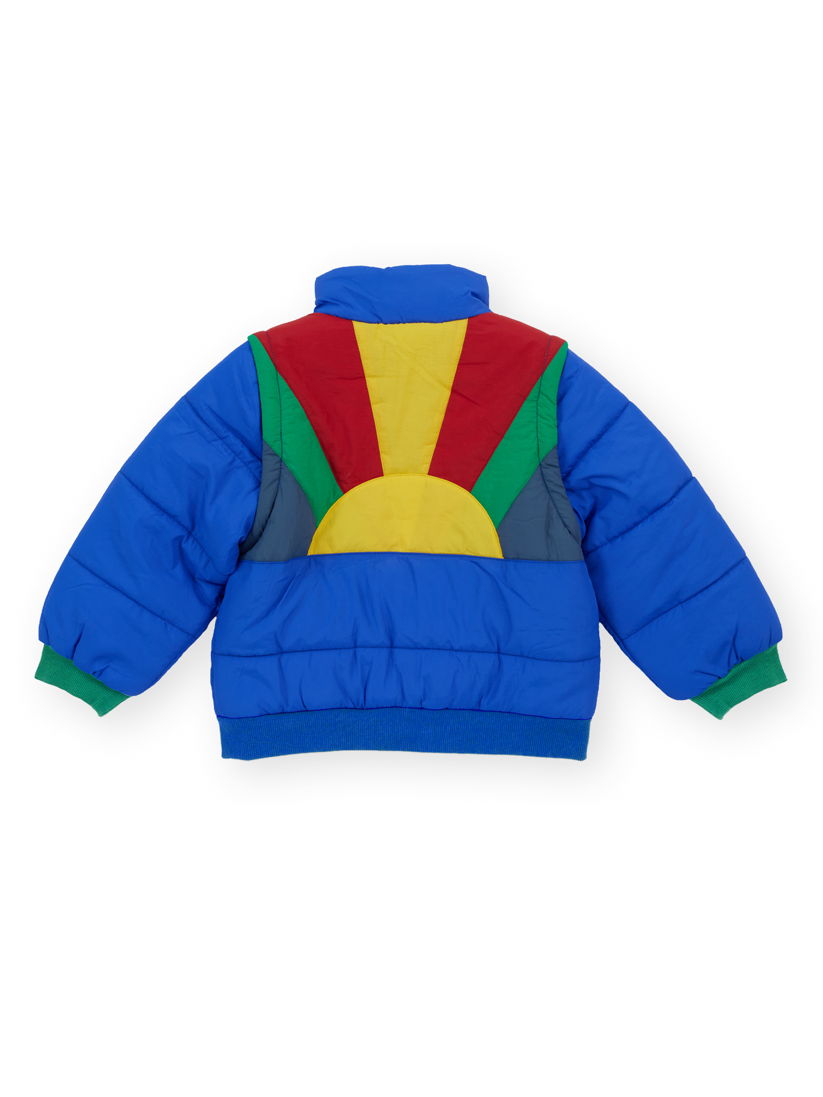 The Goldie + Ace Charlie Sunrise Parka Jacket/Vest in Primary pictured on a transparent background. The material is 100% polyester, filling: 100% polyester. It is a jacket made for babies, toddlers and kids.