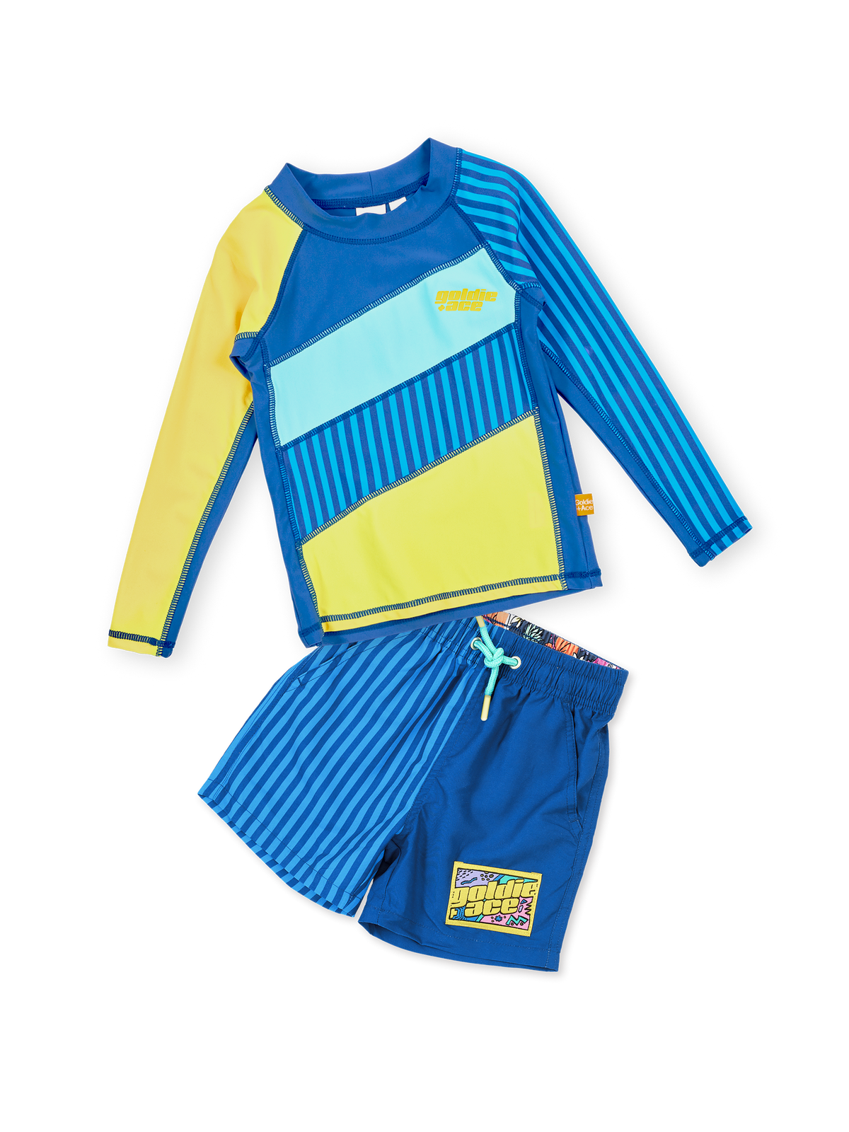 Stripe Panel Swim Boardshorts Set