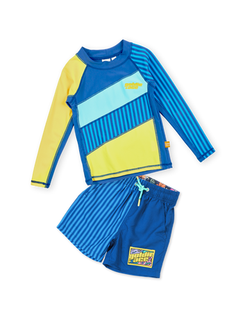 Stripe Panel Swim Boardshorts Set