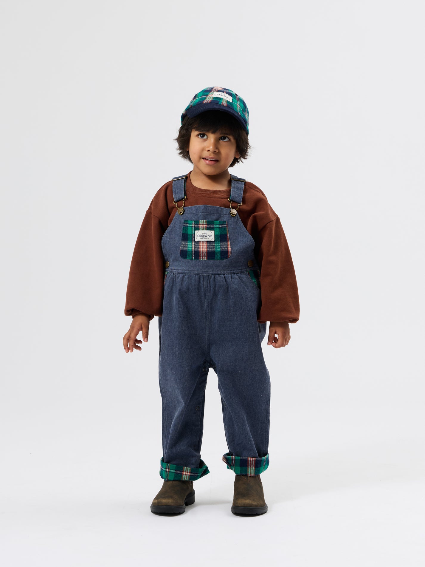 Green Check Overall Set