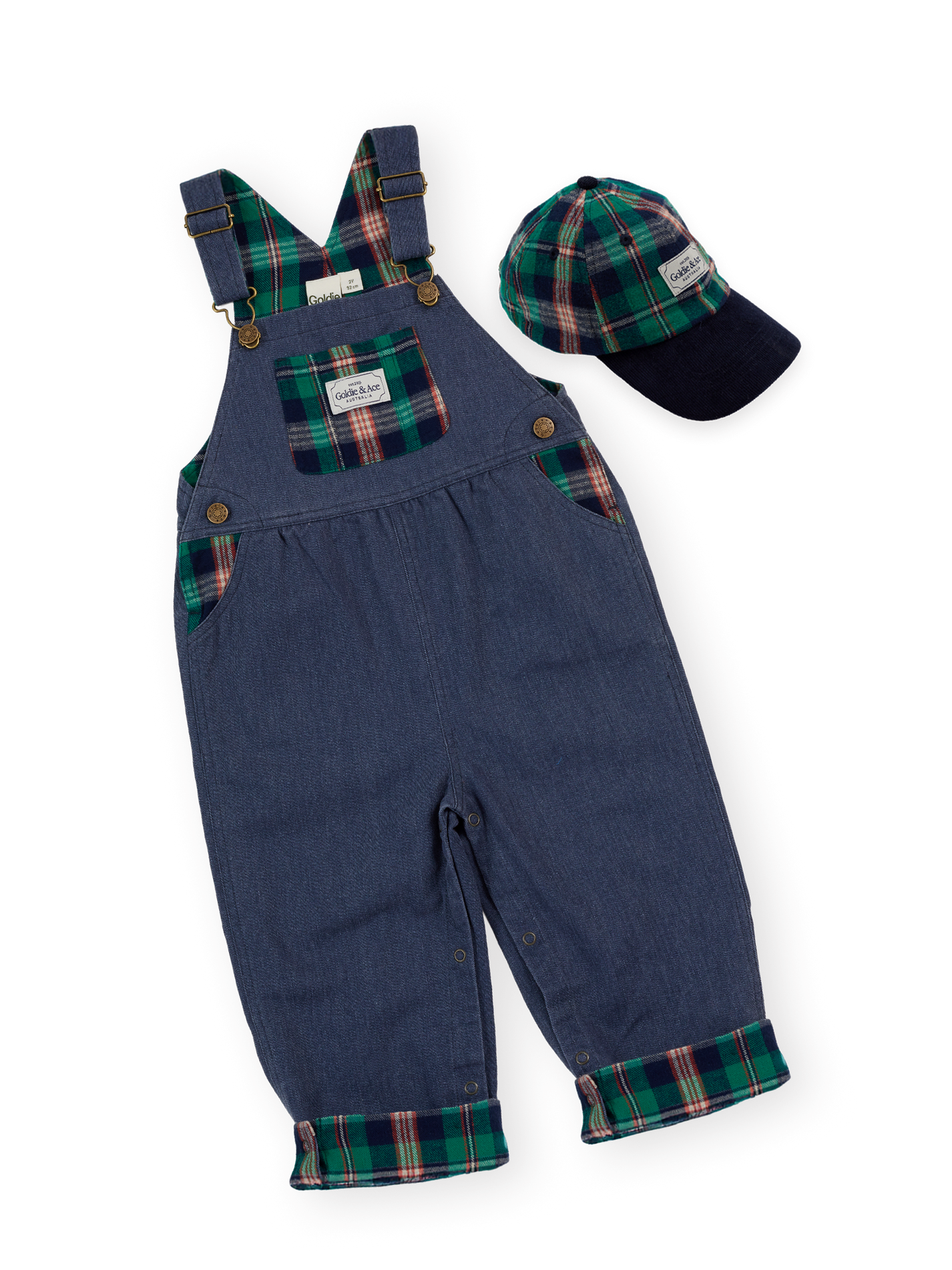 Green Check Overall Set