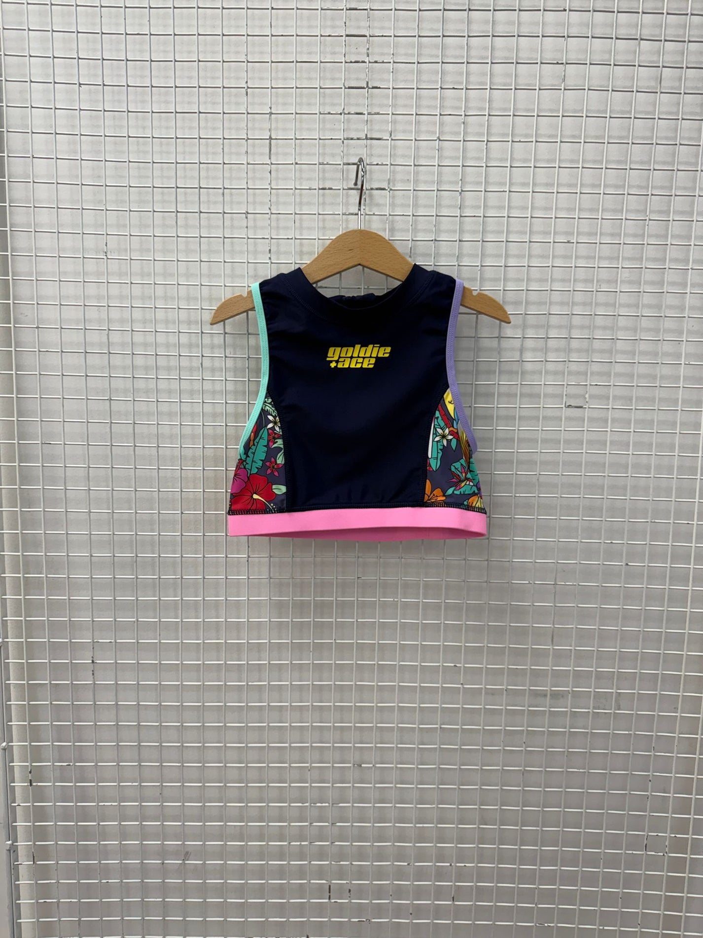 DARK FLORAL SWIM TOP - 8Y