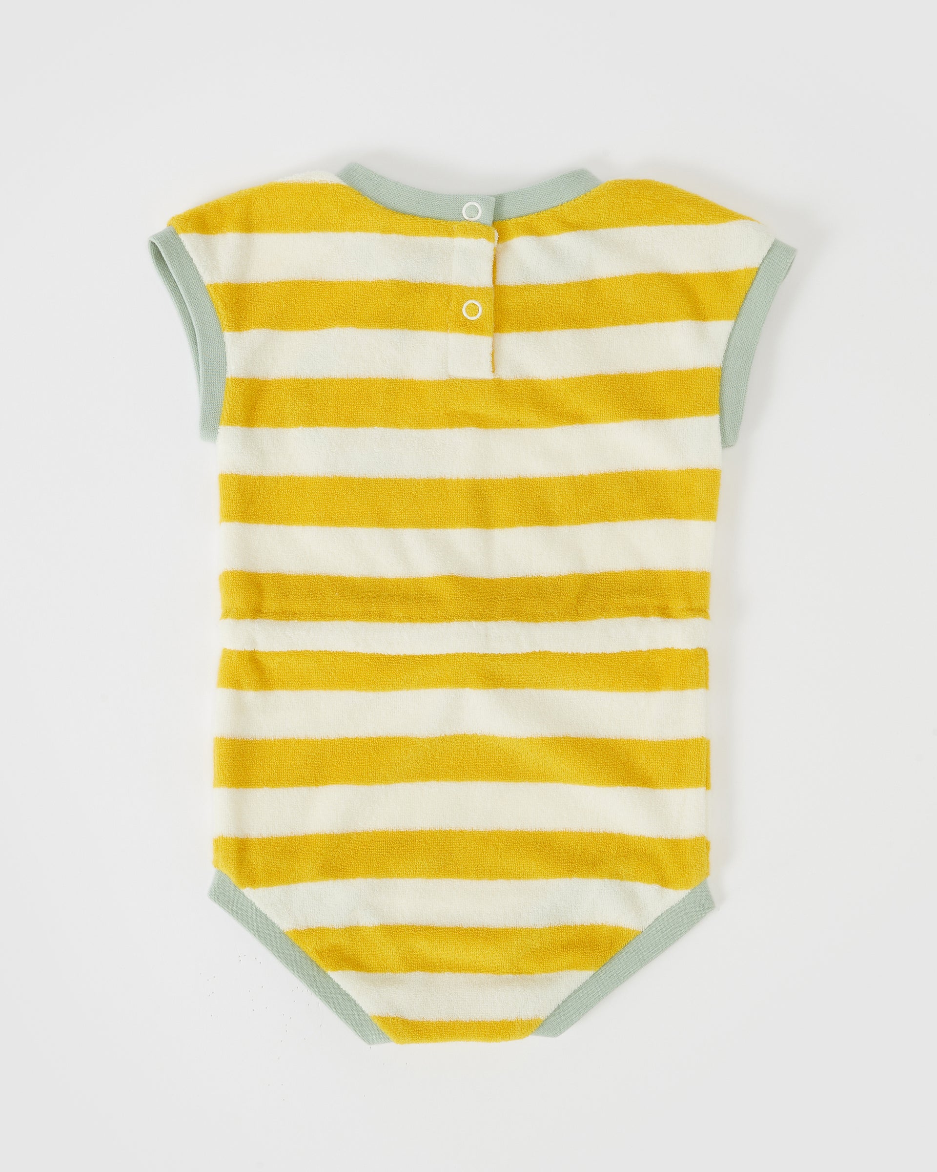 Smiley Terry Towelling Baby Romper Yellow
