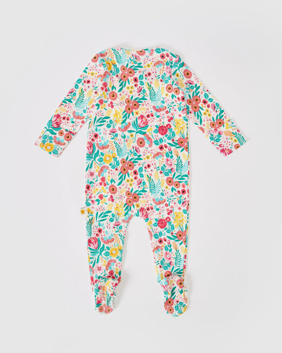 Native Botanical Print Footed Zipsuit