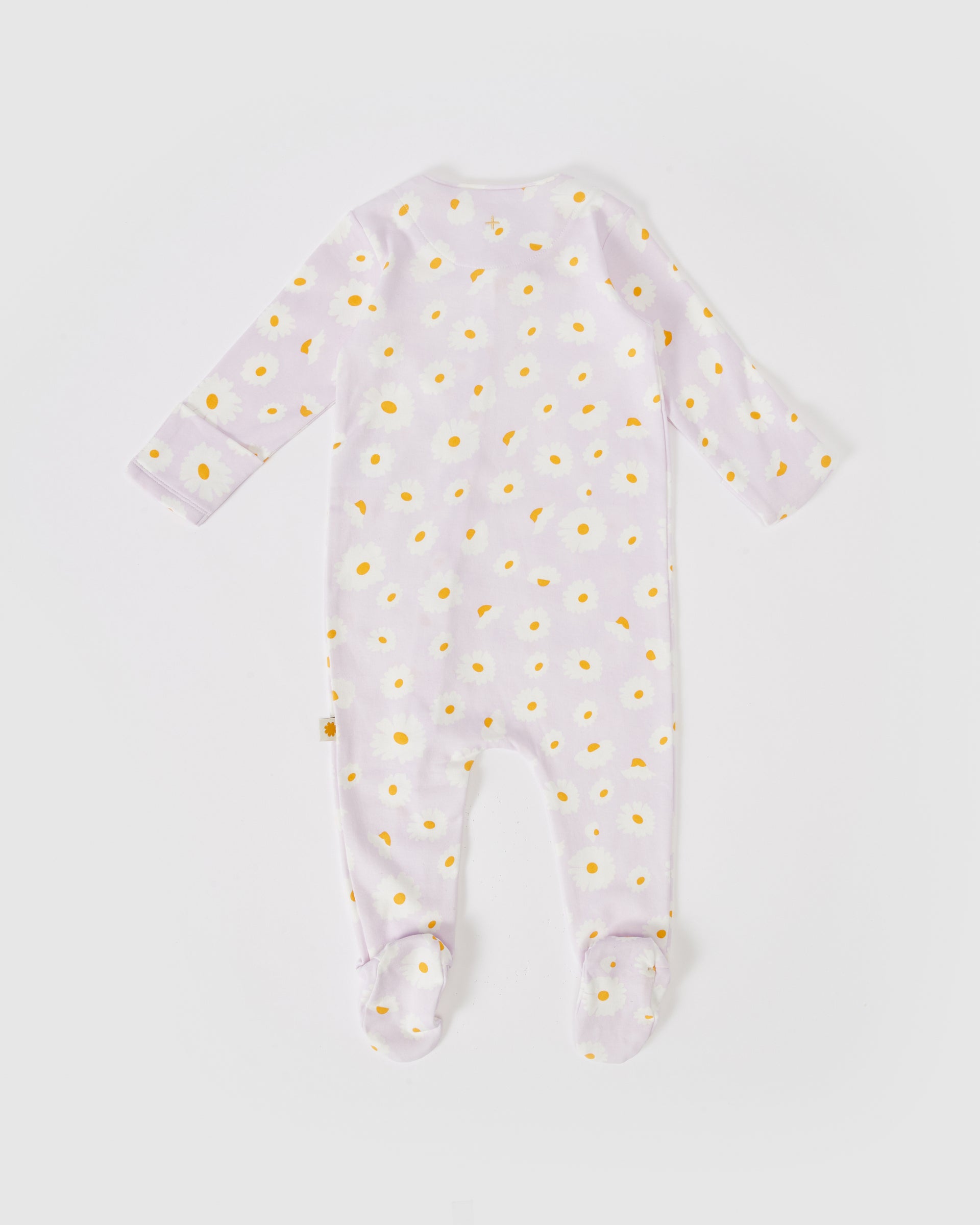 Dancing Daisy Print Footed Zipsuit Lavender