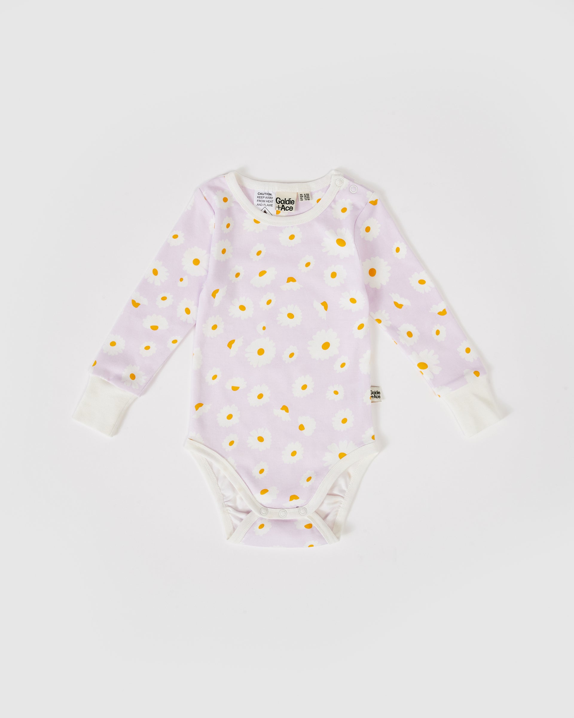 Dancing Daisy Print Long Sleeve Bodysuit Lavender