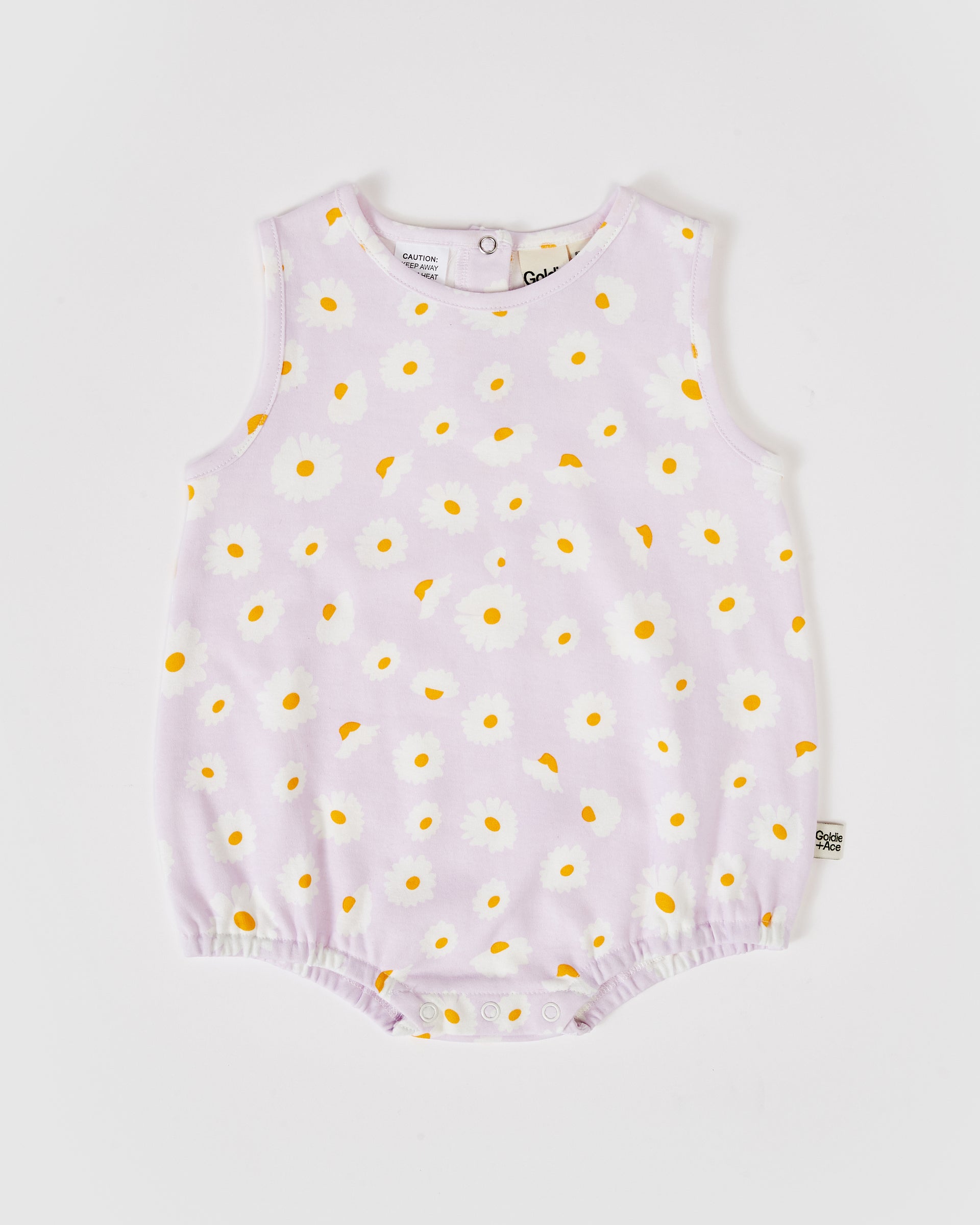 Dancing Daisy Print Bubble Romper Lavender