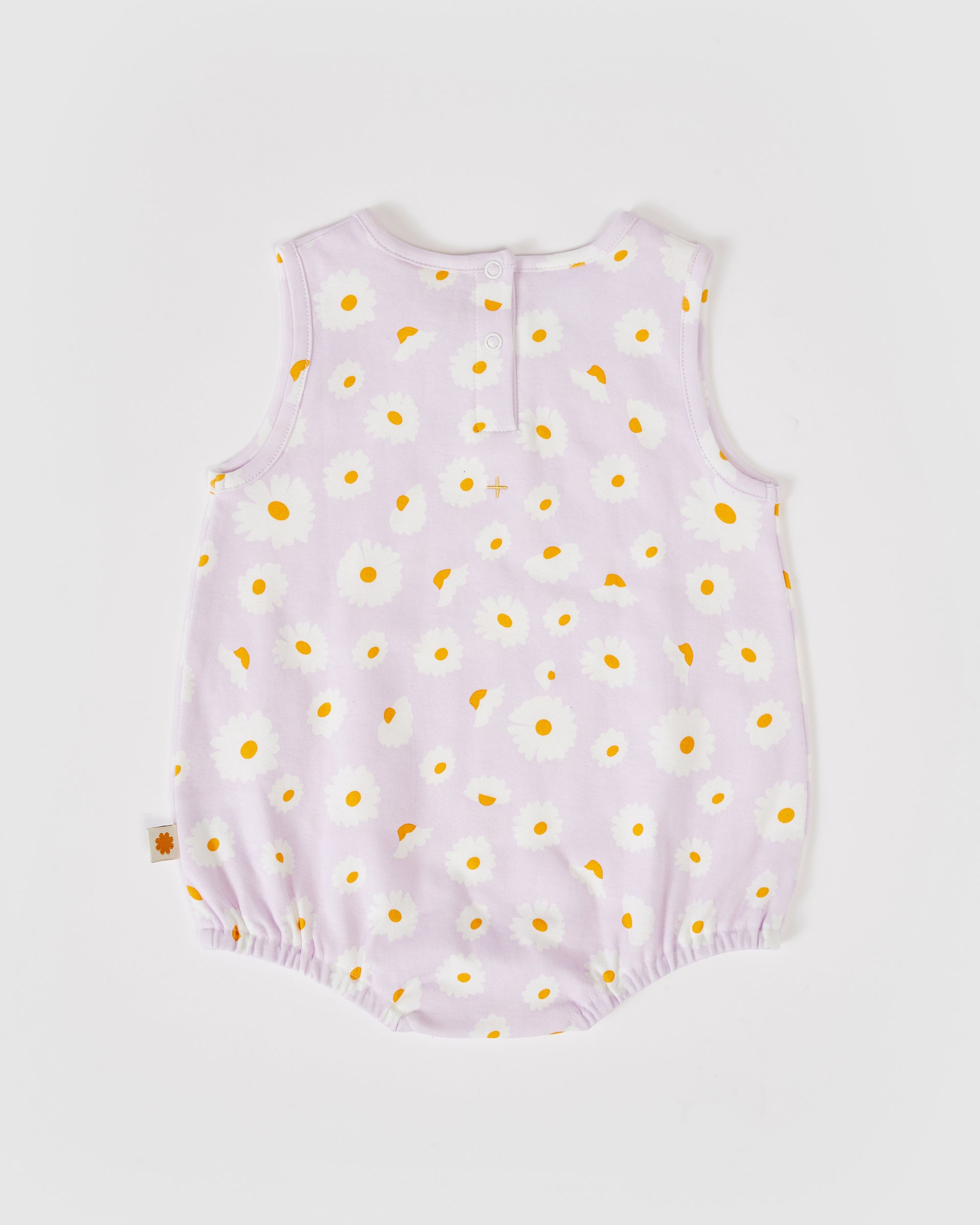 Dancing Daisy Print Bubble Romper Lavender