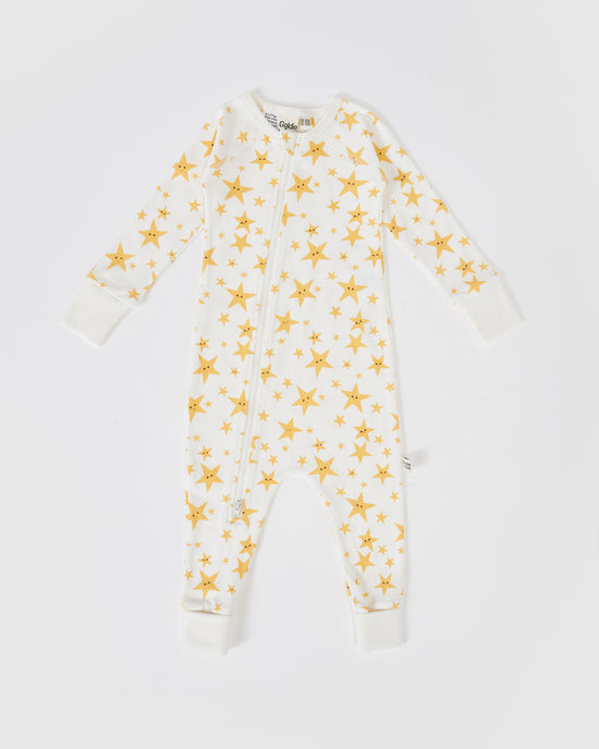 Oliver Star Print Zipsuit White