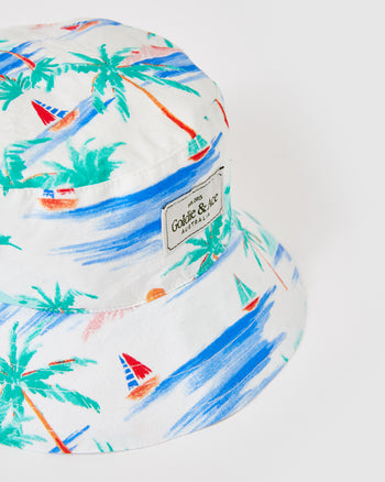 Goldie Cotton Bucket Hat Paradise White