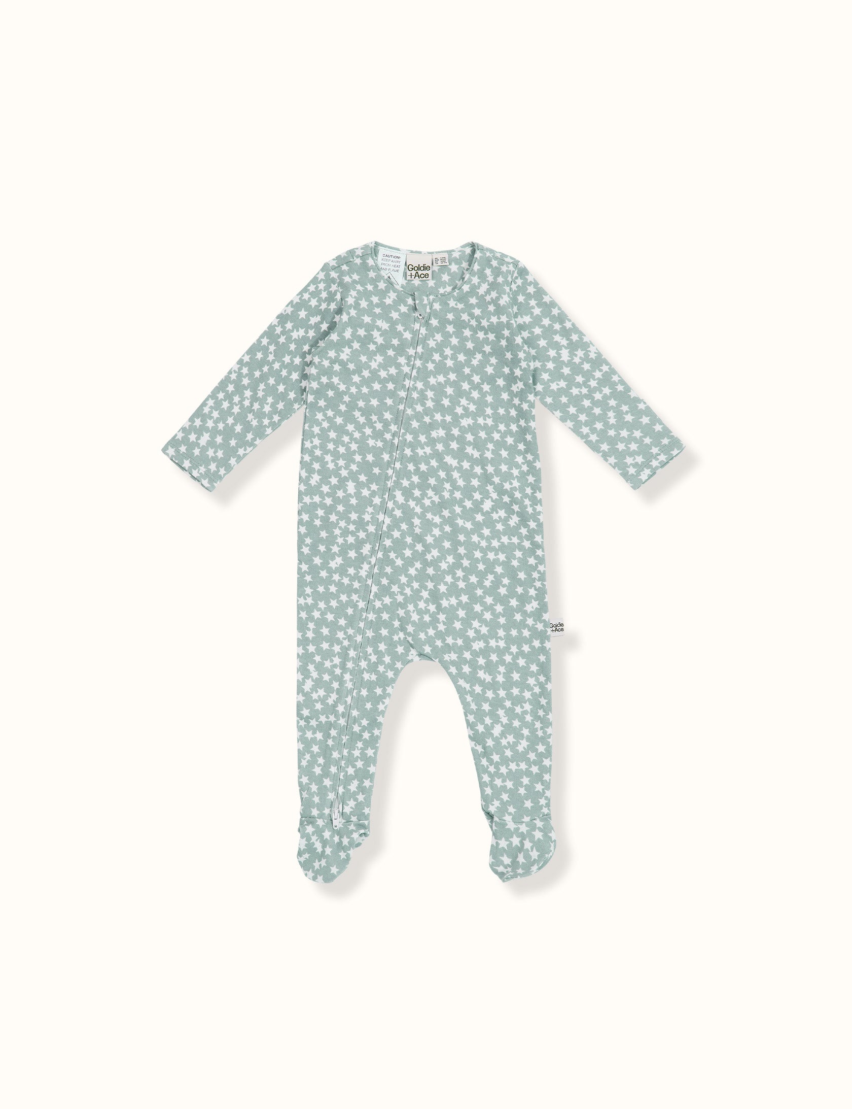 Charlie Stars Print Footed Zipsuit Sky