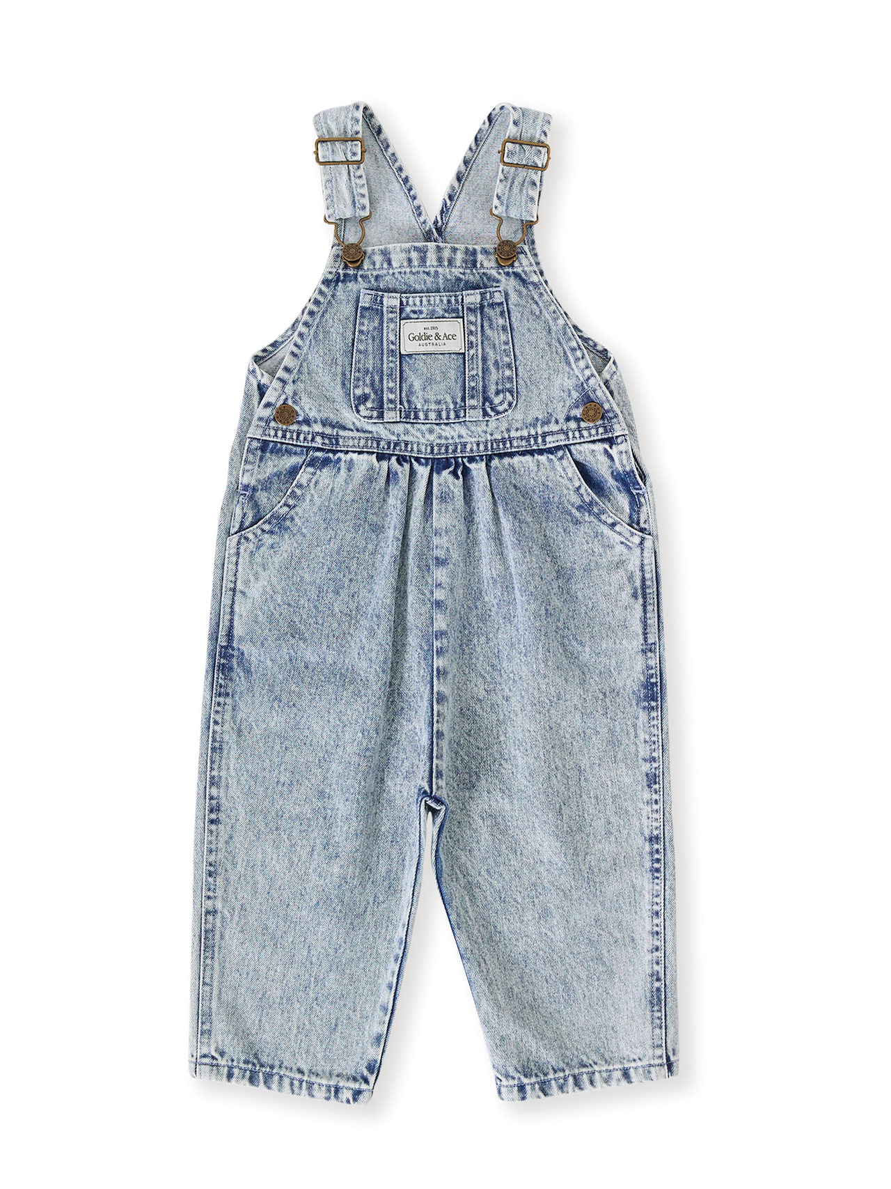 Austin Vintage Washed Denim Overalls Light Denim
