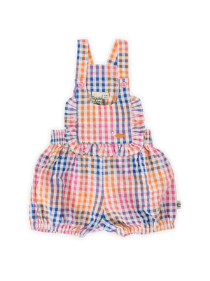 Rainbow Gingham Bubble Frill Romper