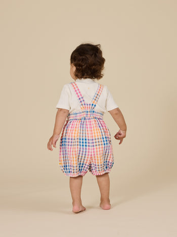 Rainbow Gingham Bubble Frill Romper