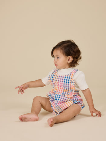 Rainbow Gingham Bubble Frill Romper