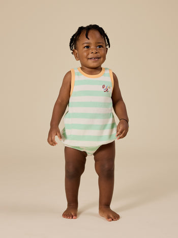 Peas In A Pod Stripe Bubble Romper