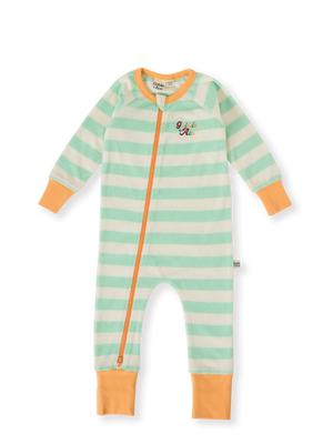 Peas In A Pod Stripe Zipsuit