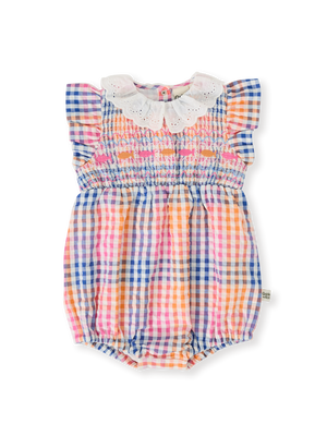 Rainbow Gingham Lani Smocked Romper