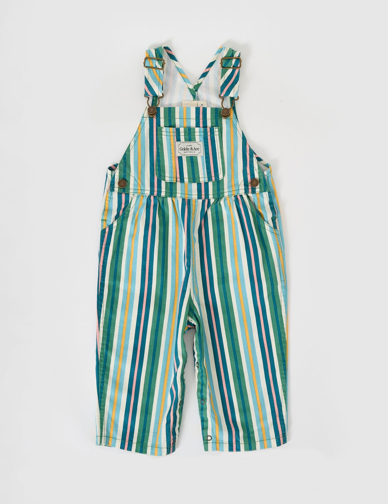 Evergreen Stripe Austin Denim Overalls