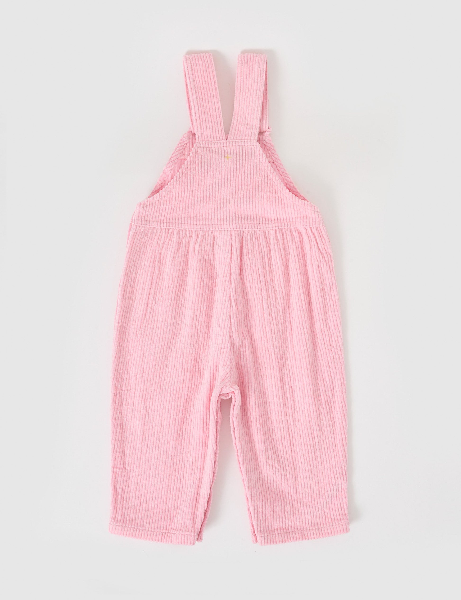 The Goldie + Ace Sammy Corduroy Overalls in Sweetpea pictured on a grey background. The material is cotton cord. It is a overall made for babies, toddlers and kids.