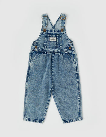 Austin Vintage Washed Denim Overalls Dark Denim