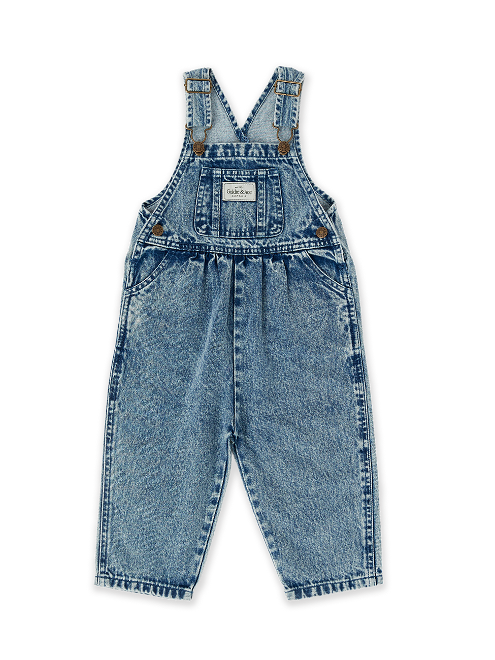 Austin Vintage Washed Denim Overalls Dark Denim