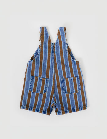 Vintage Denim Stripe Overalls True Blue Khaki Stripe