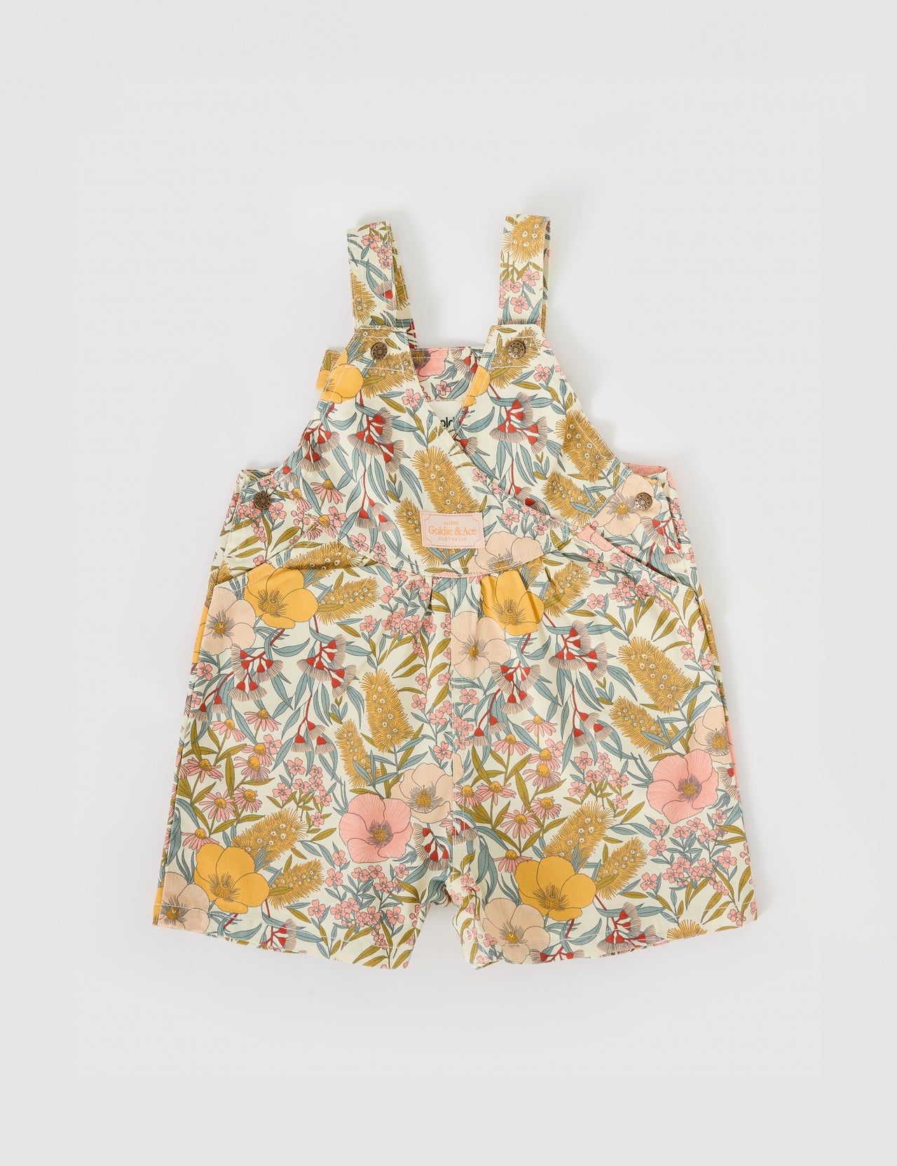 Macy Crossover Denim Shortalls Vintage Floral