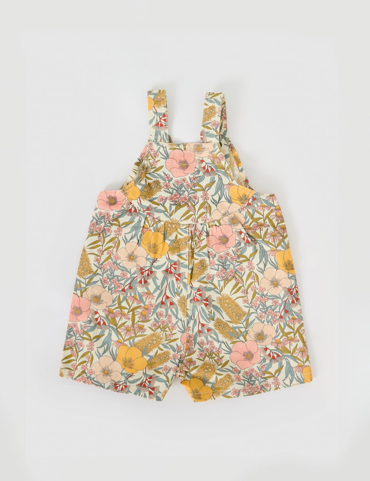 Macy Crossover Denim Shortalls Vintage Floral