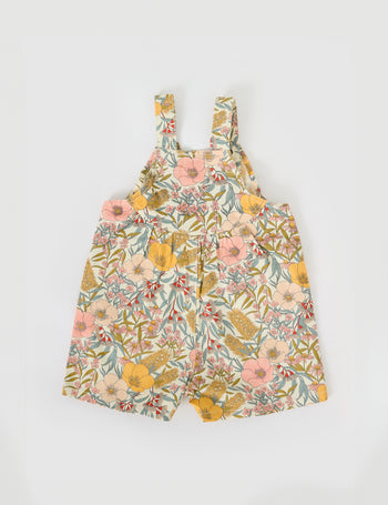 Macy Crossover Denim Shortalls Vintage Floral