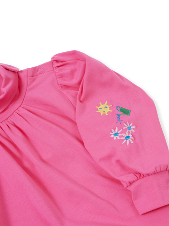 Sofia Embroidered Puff Sleeve Skivvy French Rose