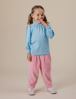 Sofia Embroidered Puff Sleeve Skivvy Sky Blue