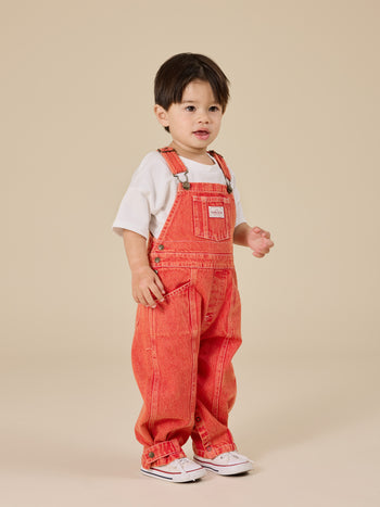 Blake Vintage Washed Denim Overalls Apple Red