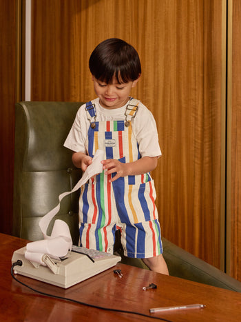 90's Bold Stripe James Denim Pocket Overalls