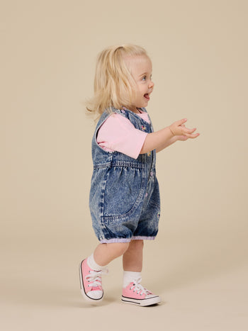 Nina Pastel Petals Denim Romper
