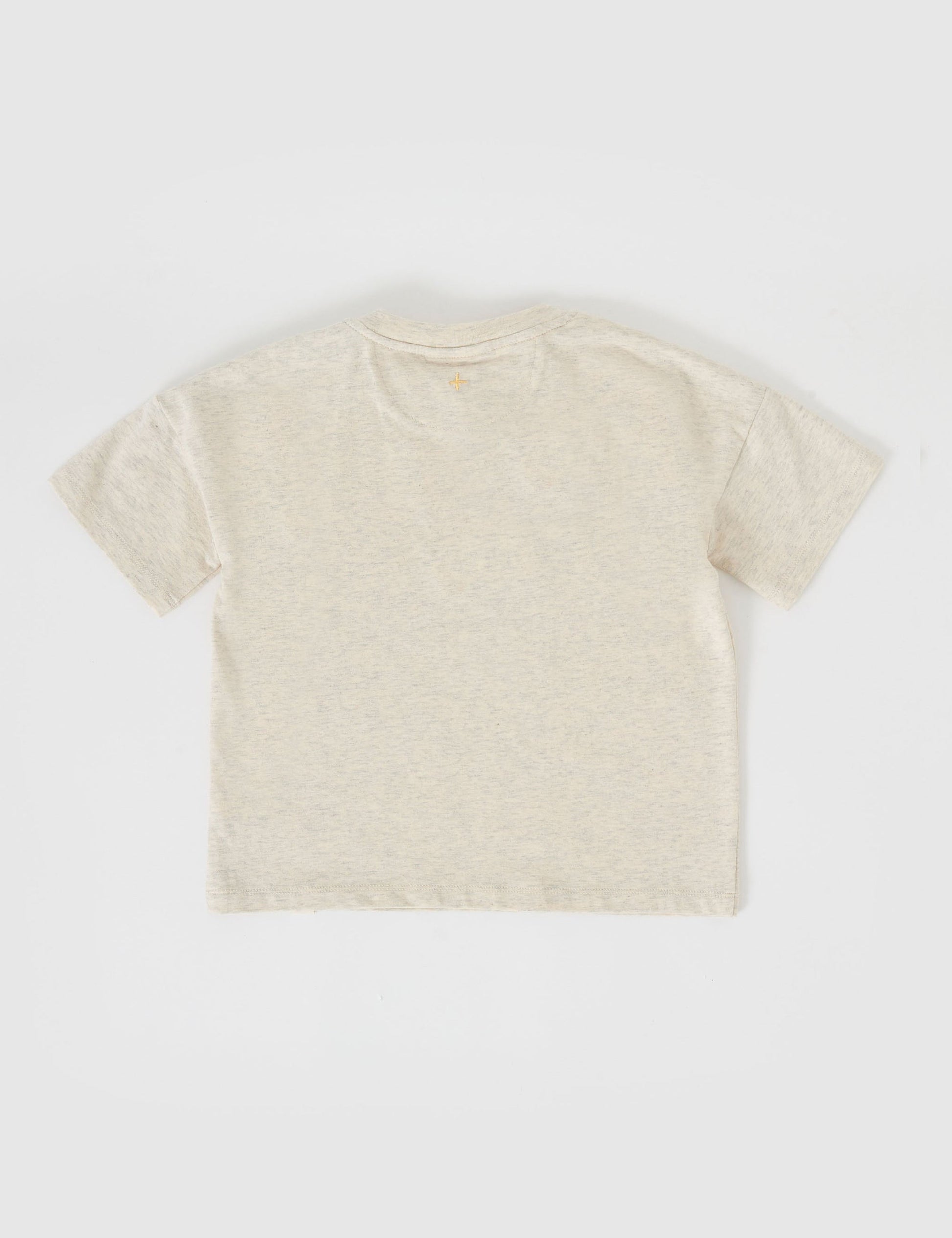 The Goldie + Ace Land Down Under T-Shirt in Marle pictured on a grey background. The material is cotton jersey. It is a top made for babies, toddlers and kids.