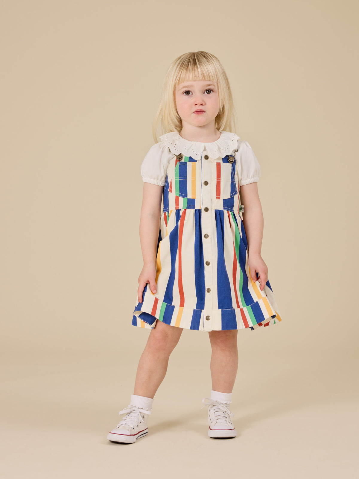 90's Bold Stripe Heidi Pinafore Dress