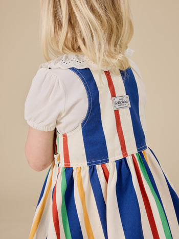 90's Bold Stripe Heidi Denim Pinafore Dress