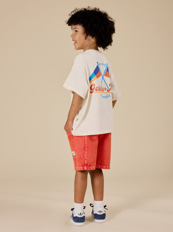 Noah Denim Pocket Shorts Apple Red