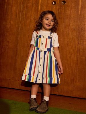 90's Bold Stripe Heidi Denim Pinafore Dress