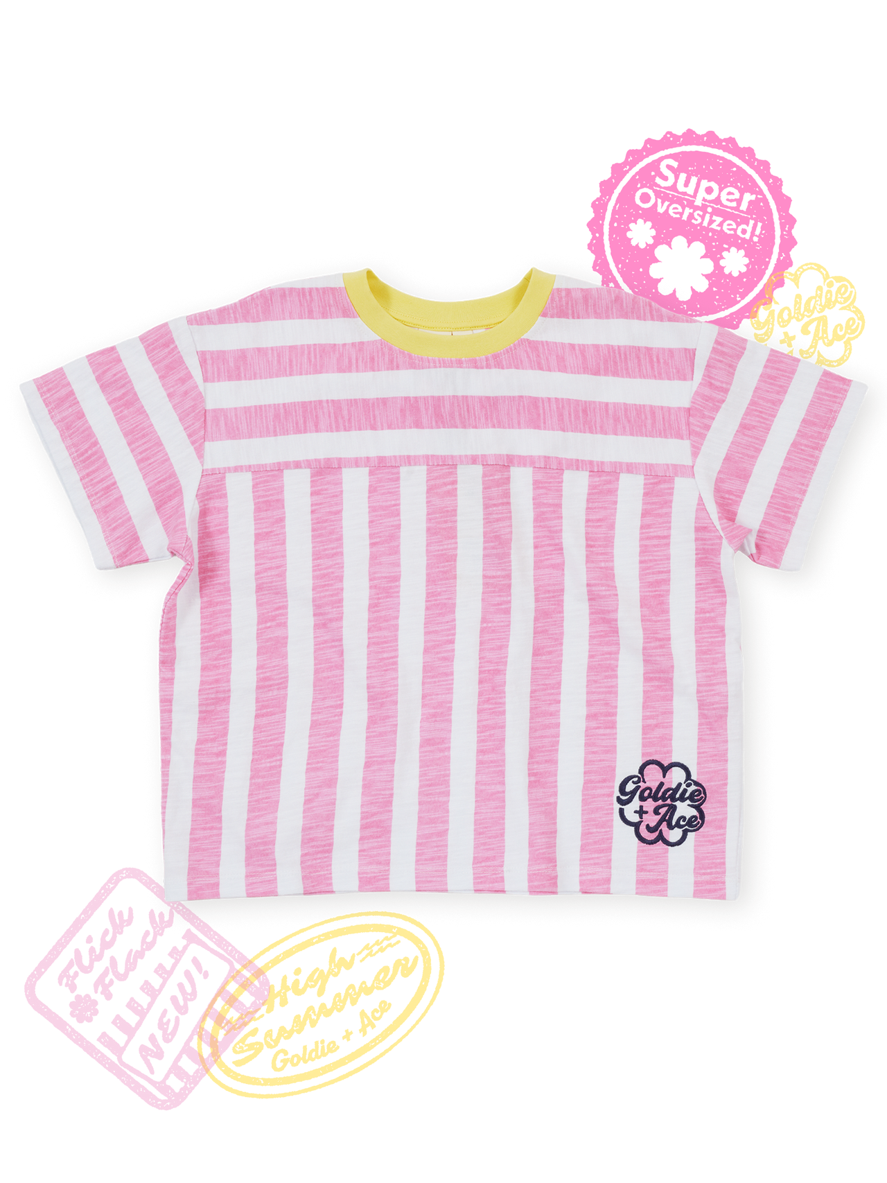 Flick Flack Stripe Tee Pink